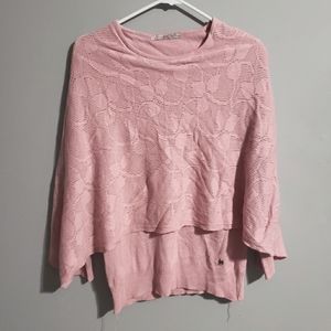FCN Women's pink soft knit sweater with built in modesty shawl